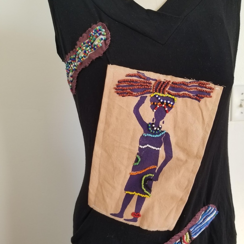 Woolworths Thrifted Beaded Embroidery Textile Top